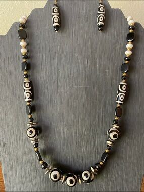 Bohemian Vibe Hand Beaded Necklace and Earrings Set